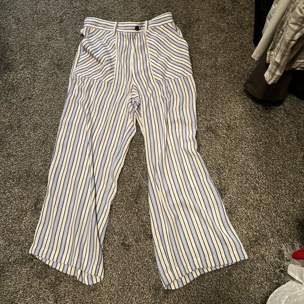 LOFT Blue and White Striped work pants